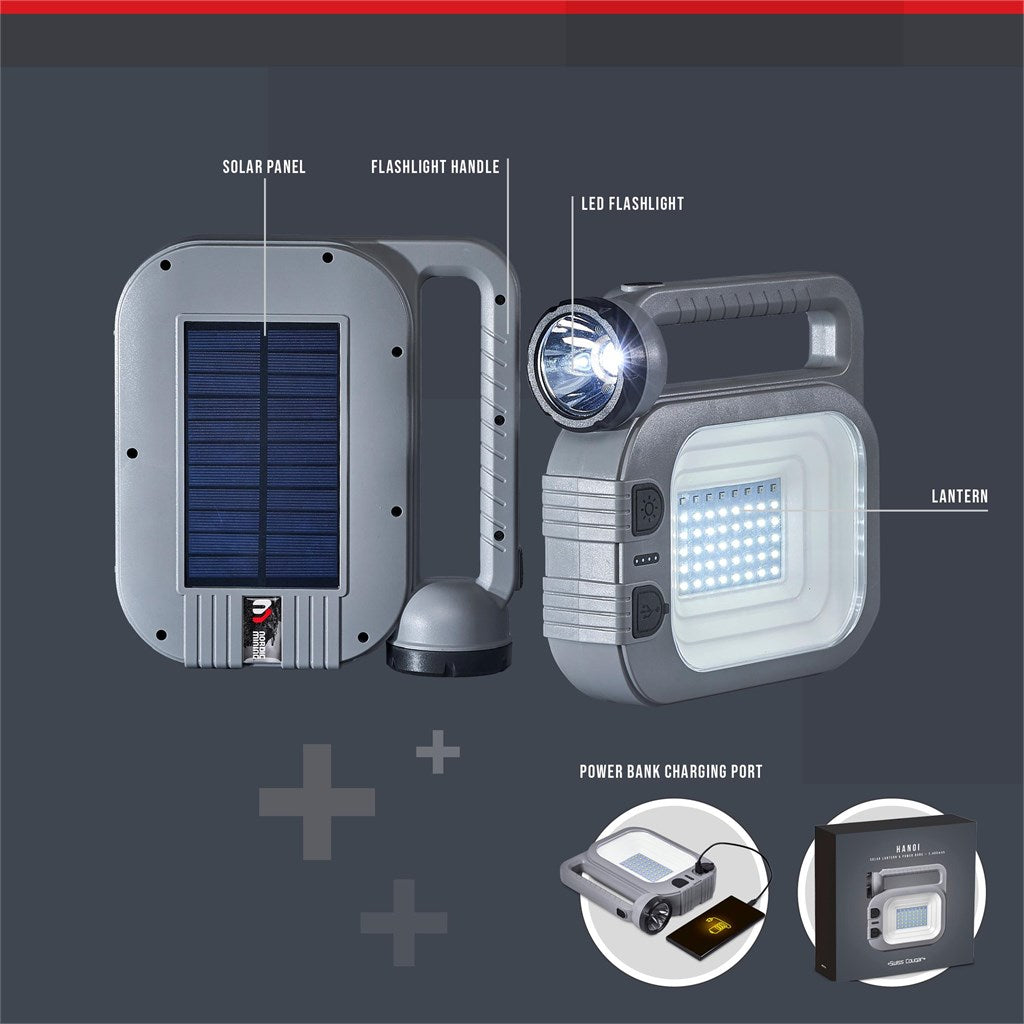 Swiss Cougar Hanoi Solar Lantern & Power Bank with 2400mAh for Outdoor Adventurers