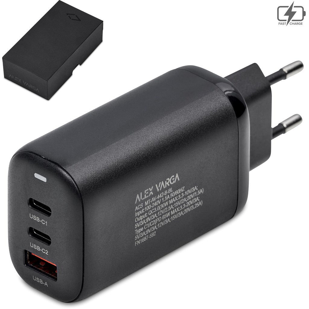 Alex Varga Alfonta QC 3.0 & PD 65W Wall Charger - Brand your company Logo! Get a quote - Promo Lingo
