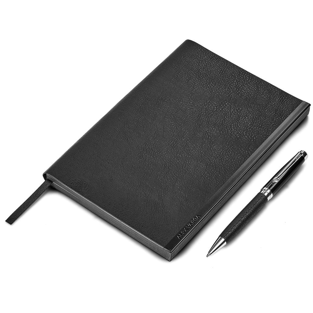 Alex Varga Corinthia Soft Cover Notebook & Pen Set Elegance - Brand your company Logo! Get a quote - Promo Lingo