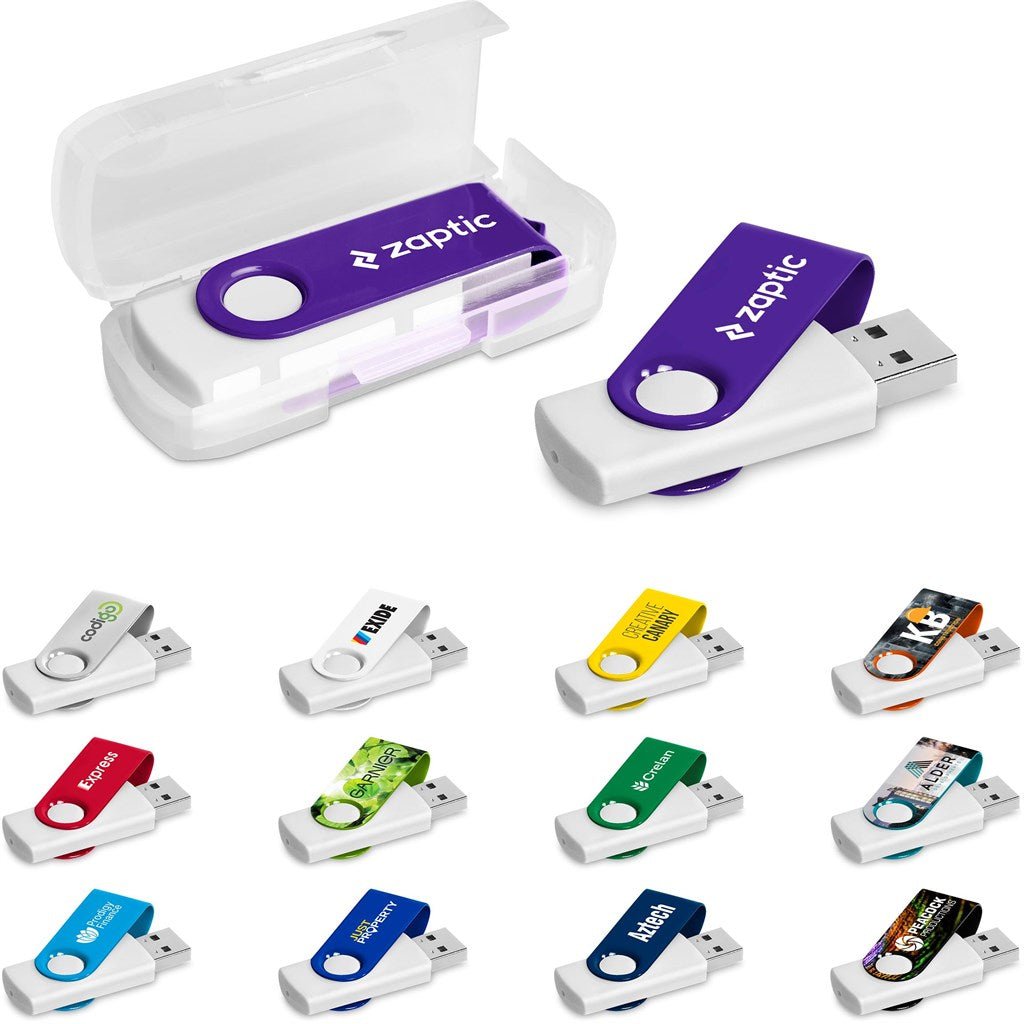 Altitude Axis Gyro White Flash Drive - 16GB - Brand your company Logo! Get a quote - Promo Lingo