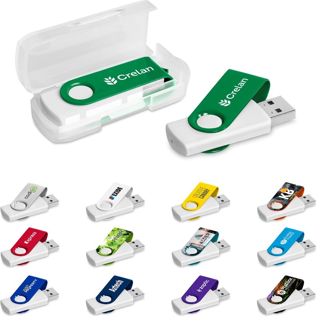 Altitude Axis Gyro White Flash Drive - 8GB - Brand your company Logo! Get a quote - Promo Lingo