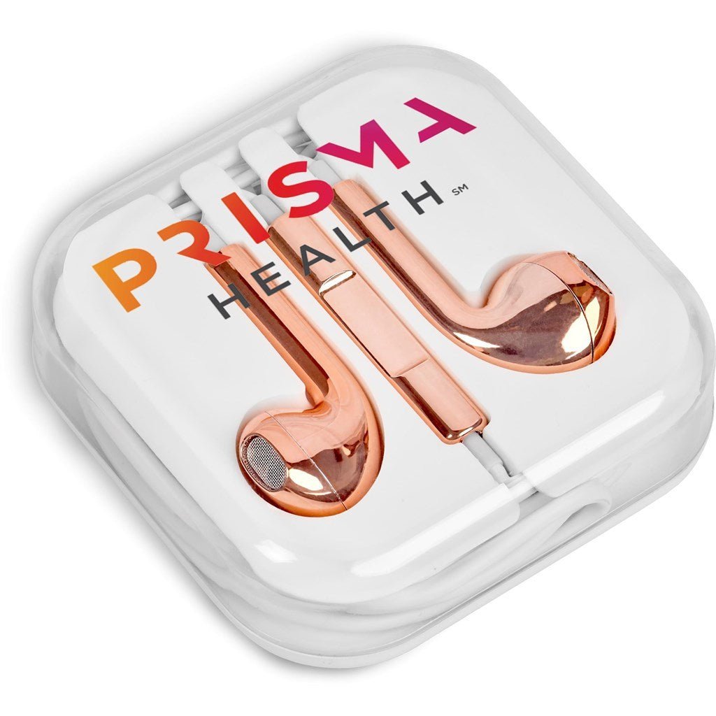 Altitude Poprock Earbuds - Rose Gold - Brand your company Logo! Get a quote - Promo Lingo