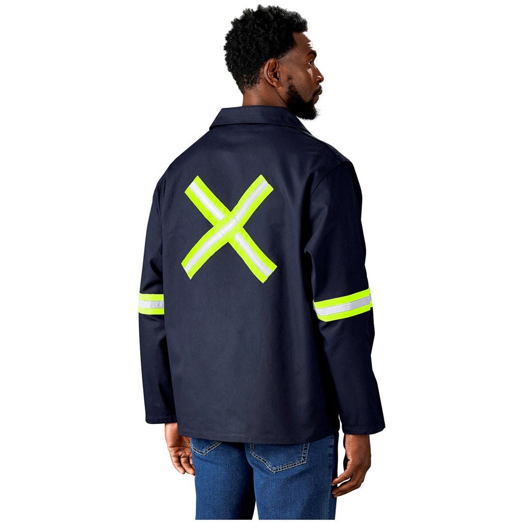 Artisan Premium 100% Cotton Jacket - Reflective Arms & Back - Yellow Tape - Brand your company Logo! Get a quote - Promo Lingo