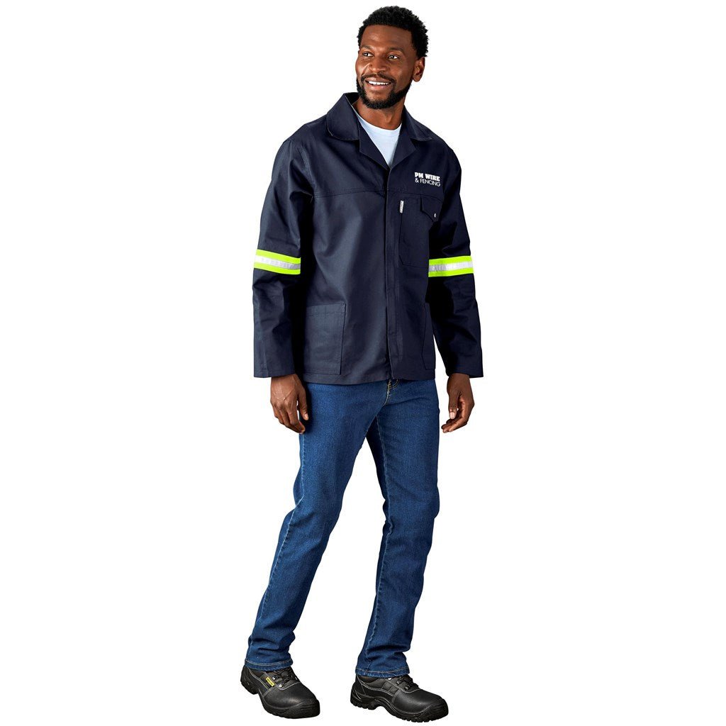 Artisan Premium 100% Cotton Jacket - Reflective Arms & Back - Yellow Tape - Brand your company Logo! Get a quote - Promo Lingo