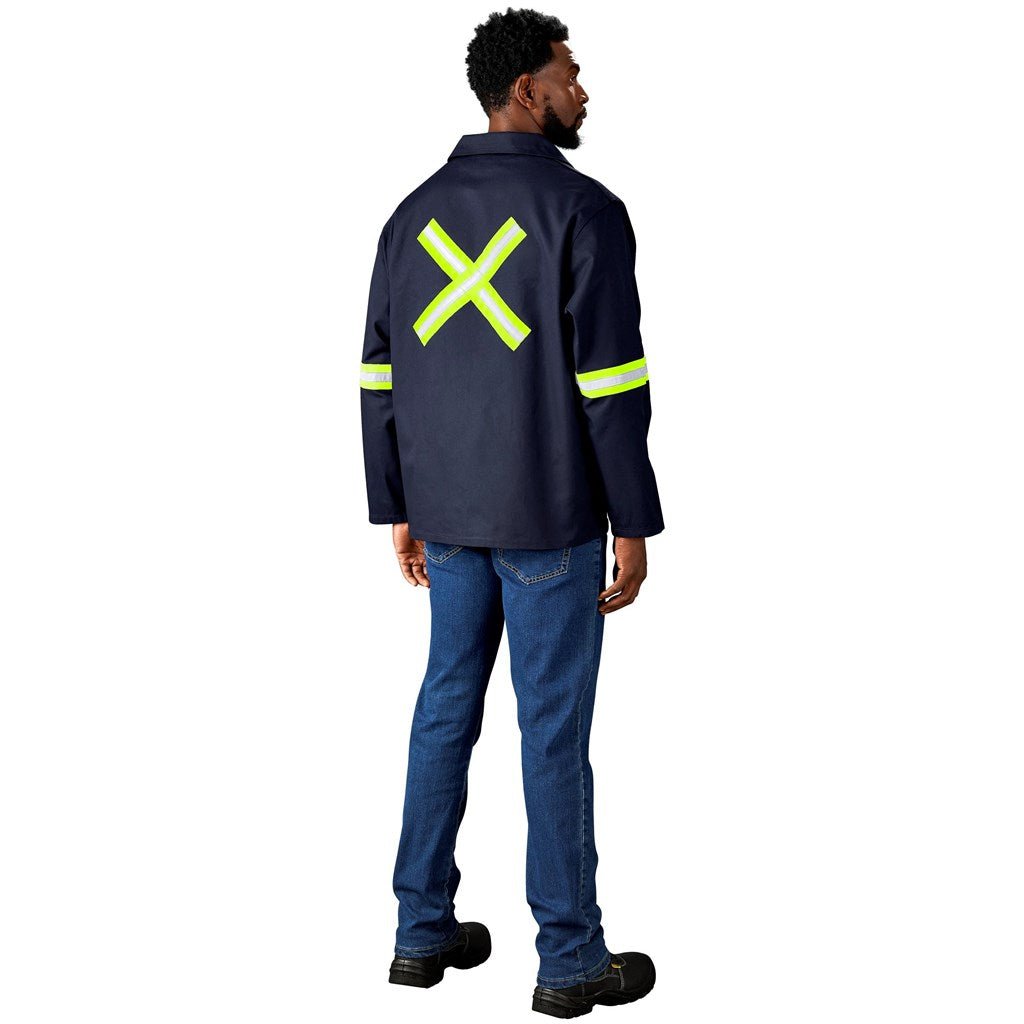 Artisan Premium 100% Cotton Jacket - Reflective Arms & Back - Yellow Tape - Brand your company Logo! Get a quote - Promo Lingo