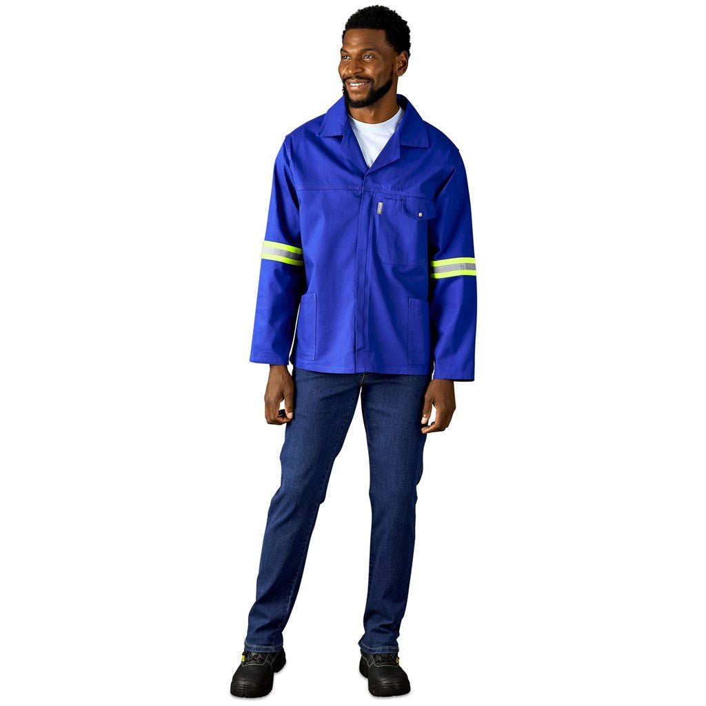 Artisan Premium 100% Cotton Jacket - Reflective Arms & Back - Yellow Tape - Brand your company Logo! Get a quote - Promo Lingo