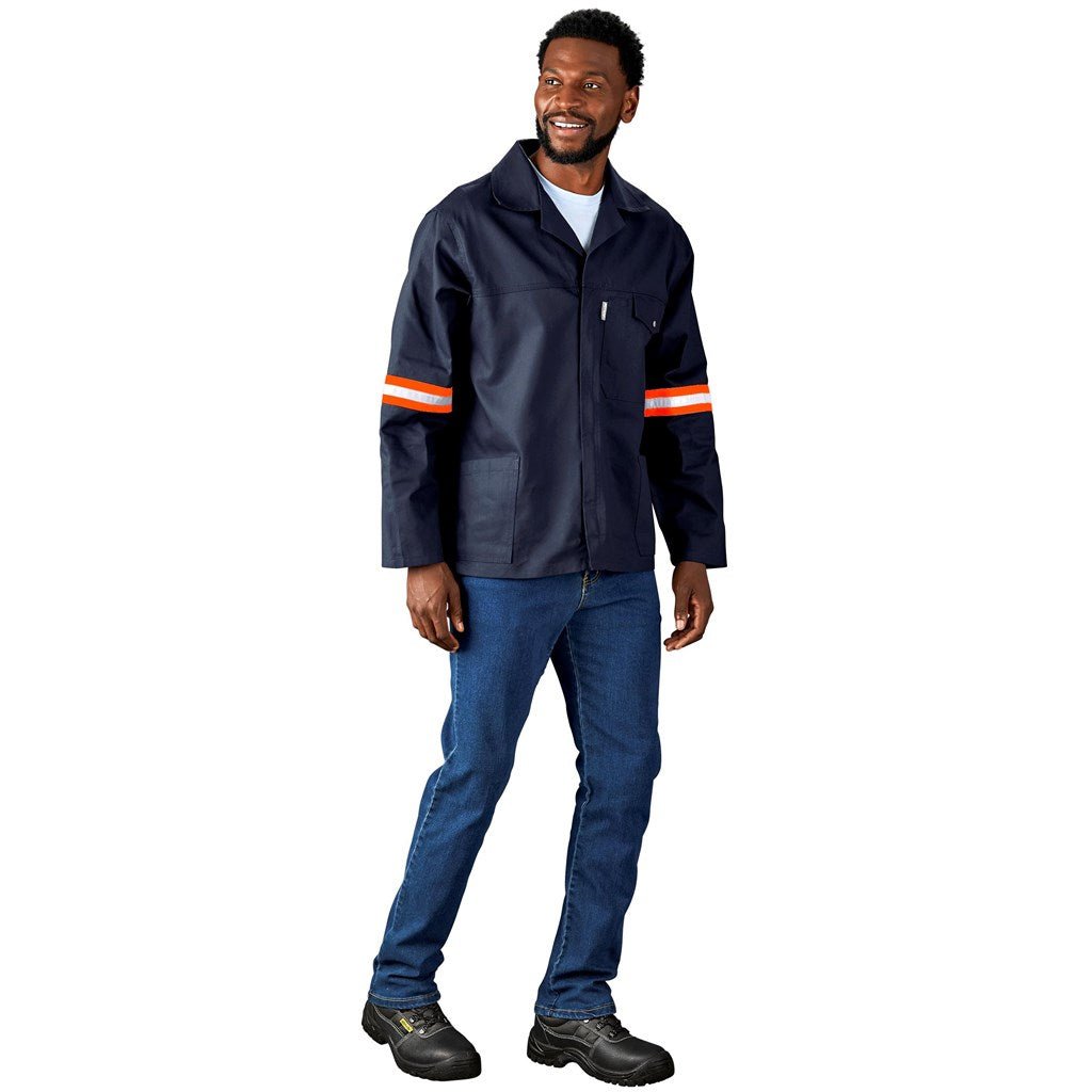 Artisan Premium 100% Cotton Jacket - Reflective Arms - Orange Tape - Brand your company Logo! Get a quote - Promo Lingo
