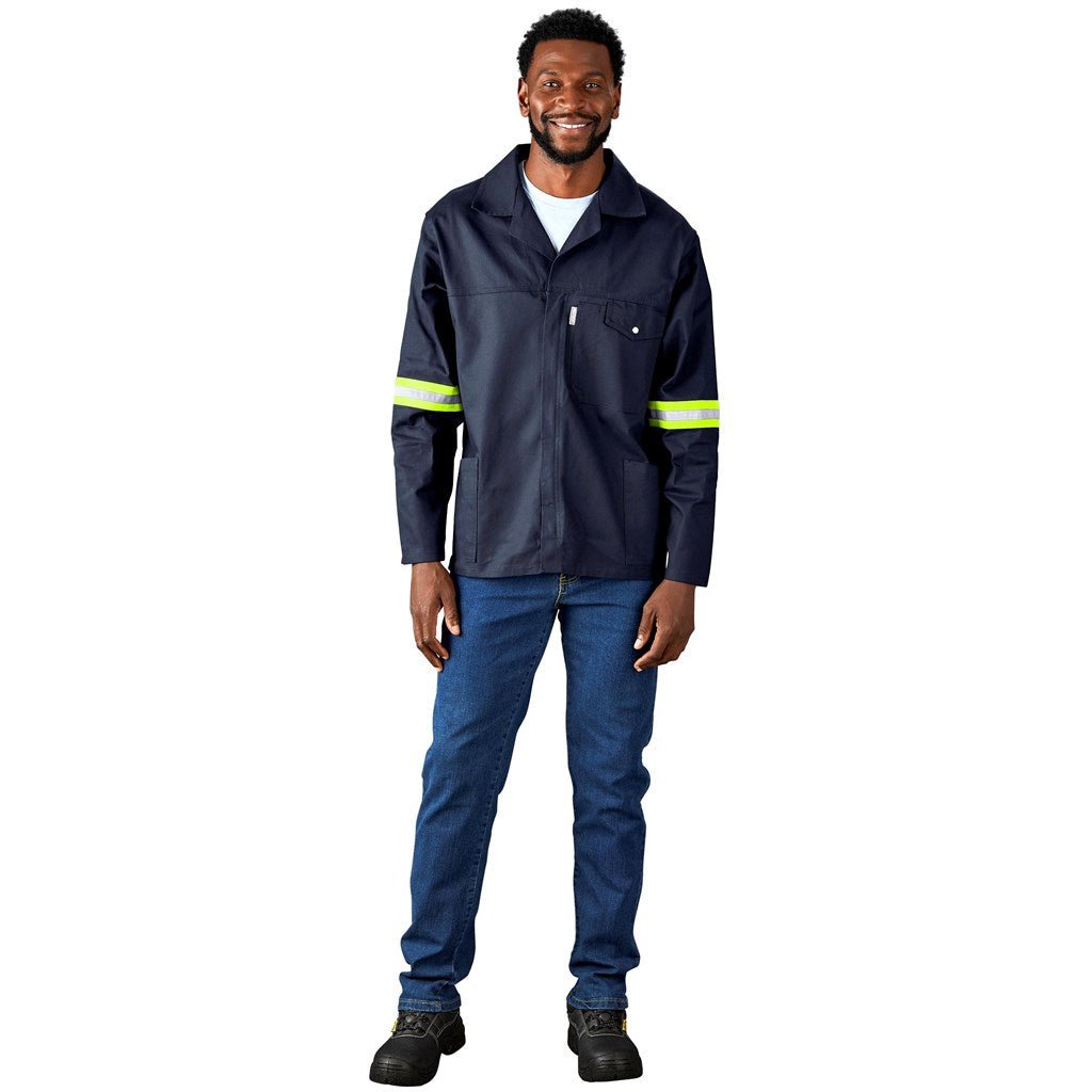 Artisan Premium 100% Cotton Jacket - Reflective Arms - Yellow Tape - Brand your company Logo! Get a quote - Promo Lingo