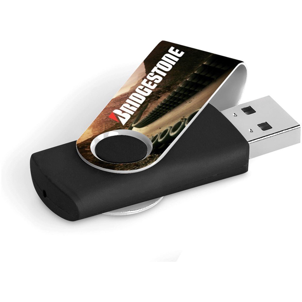 Axis Gyro Black Flash Drive - 4GB - Brand your company Logo! Get a quote - Promo Lingo