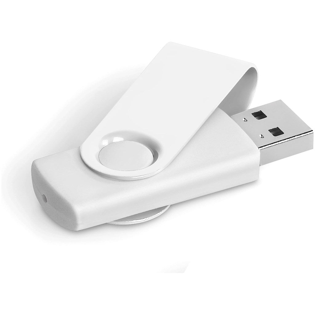 Axis Gyro White Flash Drive - 4GB - Brand your company Logo! Get a quote - Promo Lingo