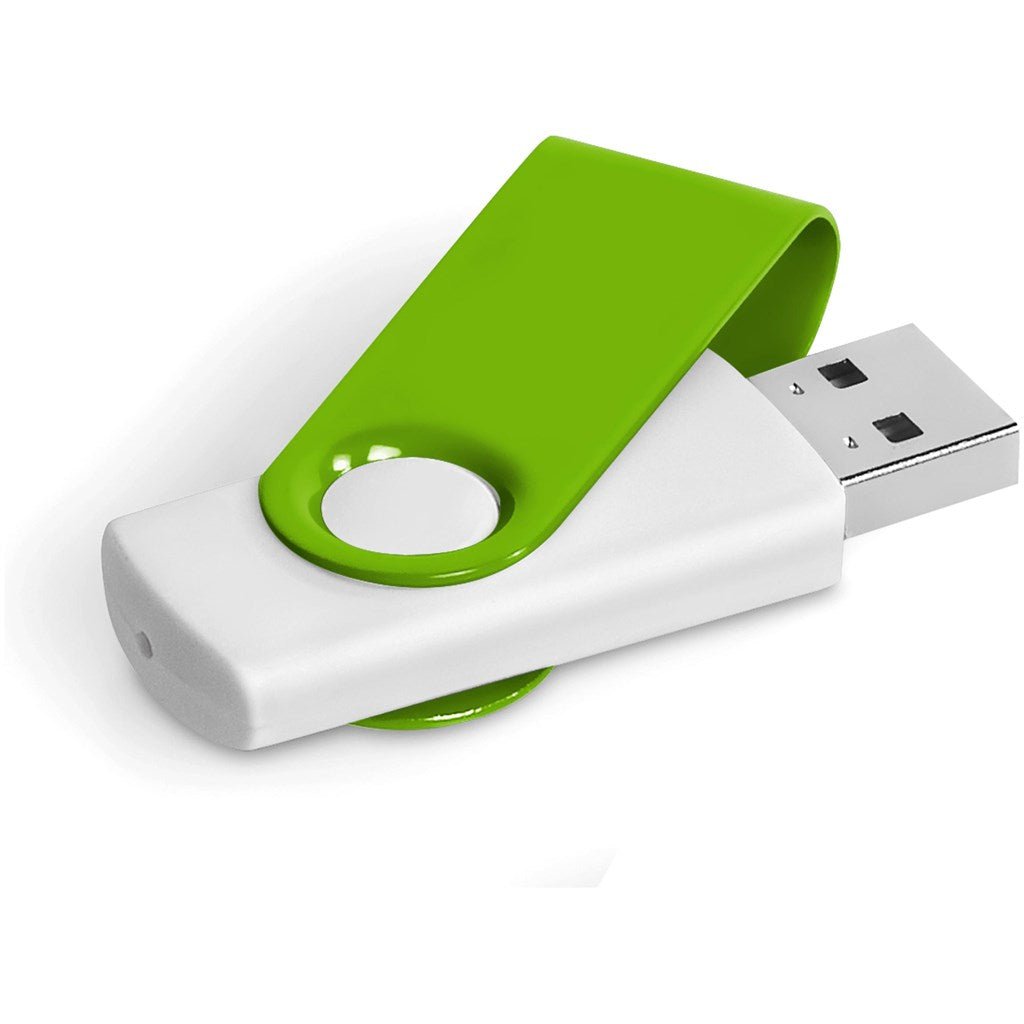 Axis Gyro White Flash Drive - 4GB - Brand your company Logo! Get a quote - Promo Lingo