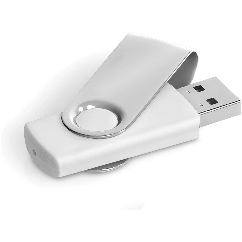 Axis Gyro White Flash Drive - 4GB - Brand your company Logo! Get a quote - Promo Lingo