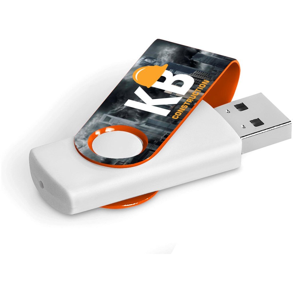 Axis Gyro White Flash Drive - 4GB - Brand your company Logo! Get a quote - Promo Lingo