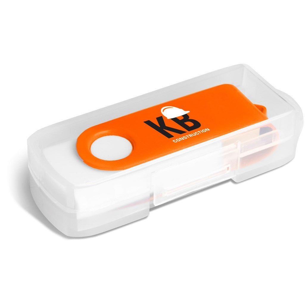 Axis Gyro White Flash Drive - 4GB - Brand your company Logo! Get a quote - Promo Lingo