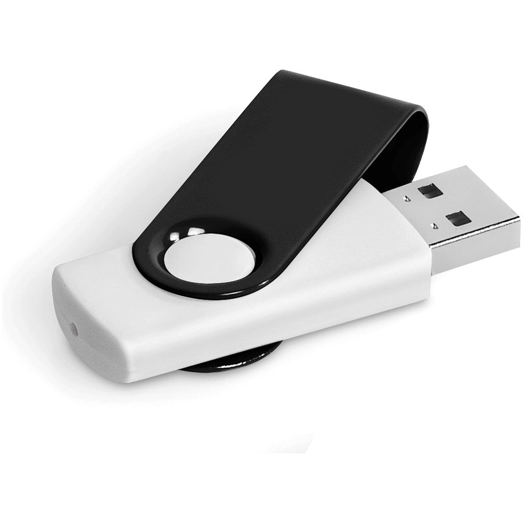 Axis Gyro White Flash Drive - 4GB - Brand your company Logo! Get a quote - Promo Lingo