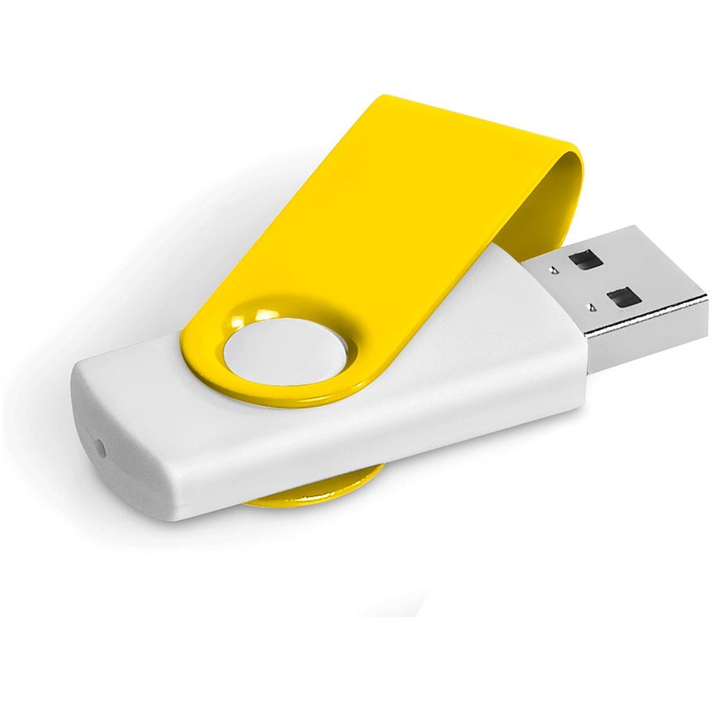 Axis Gyro White Flash Drive - 4GB - Brand your company Logo! Get a quote - Promo Lingo