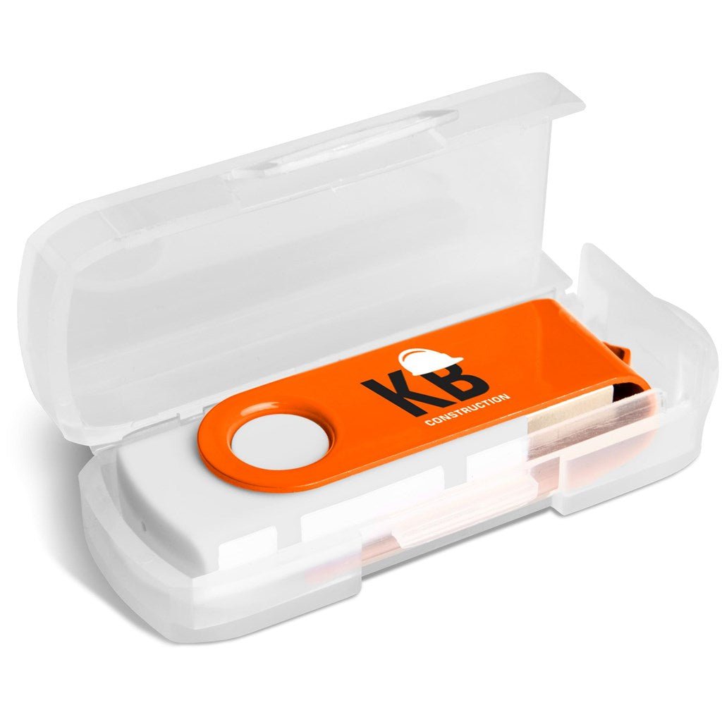 Axis Gyro White Flash Drive - 4GB - Brand your company Logo! Get a quote - Promo Lingo