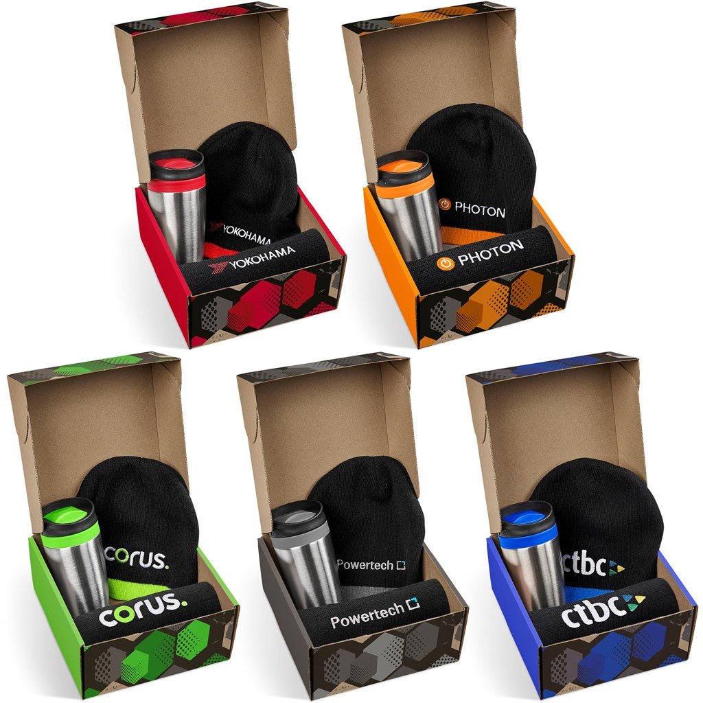 Callan Winter Gift Set: Cozy Beanie, Scarf, and Tumbler - Brand your company Logo! Get a quote - Promo Lingo