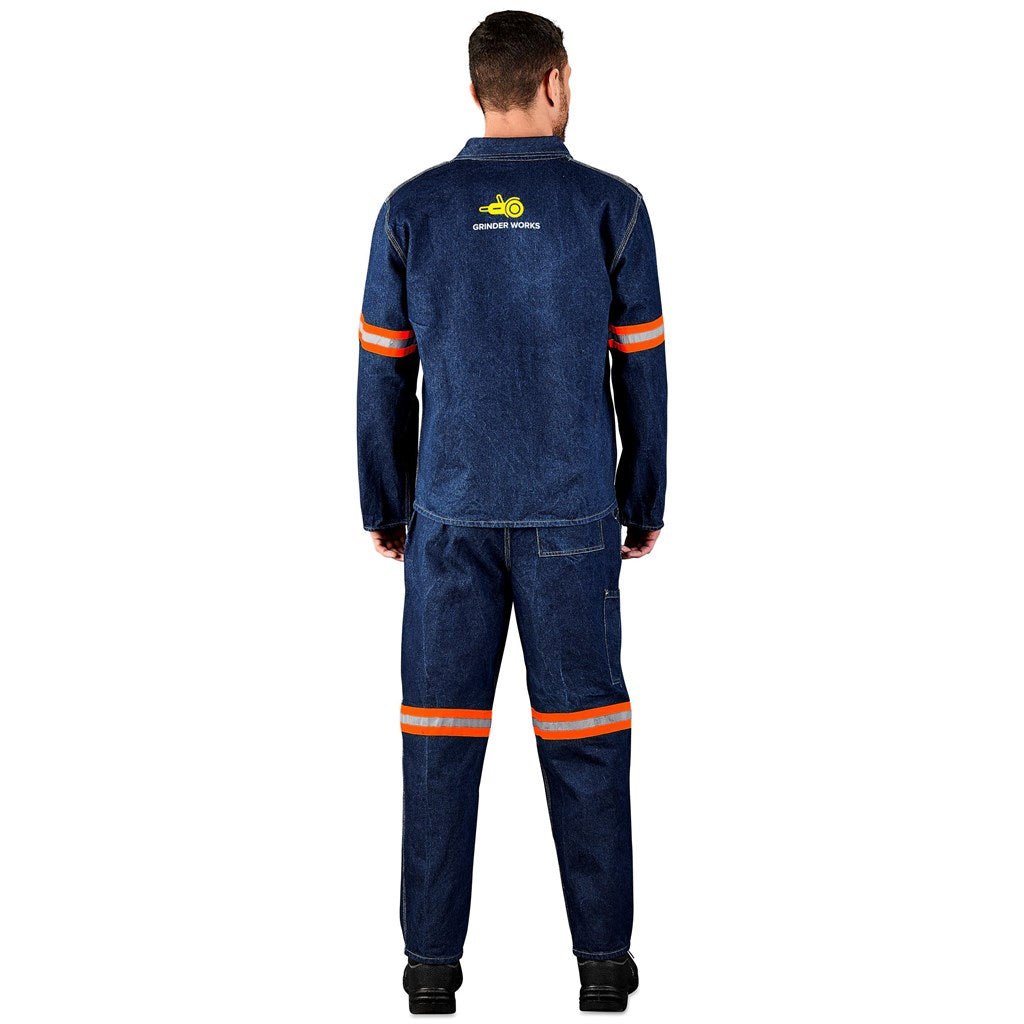 Cast Premium 100% Cotton Denim Jacket - Reflective Arms - Orange Tape - Brand your company Logo! Get a quote - Promo Lingo