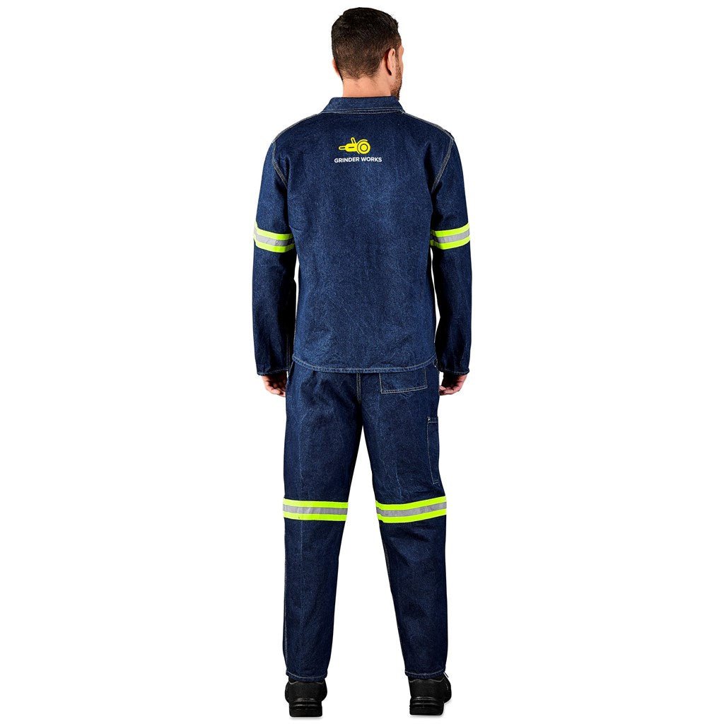Cast Premium 100% Cotton Denim Jacket - Reflective Arms - Yellow Tape - Brand your company Logo! Get a quote - Promo Lingo