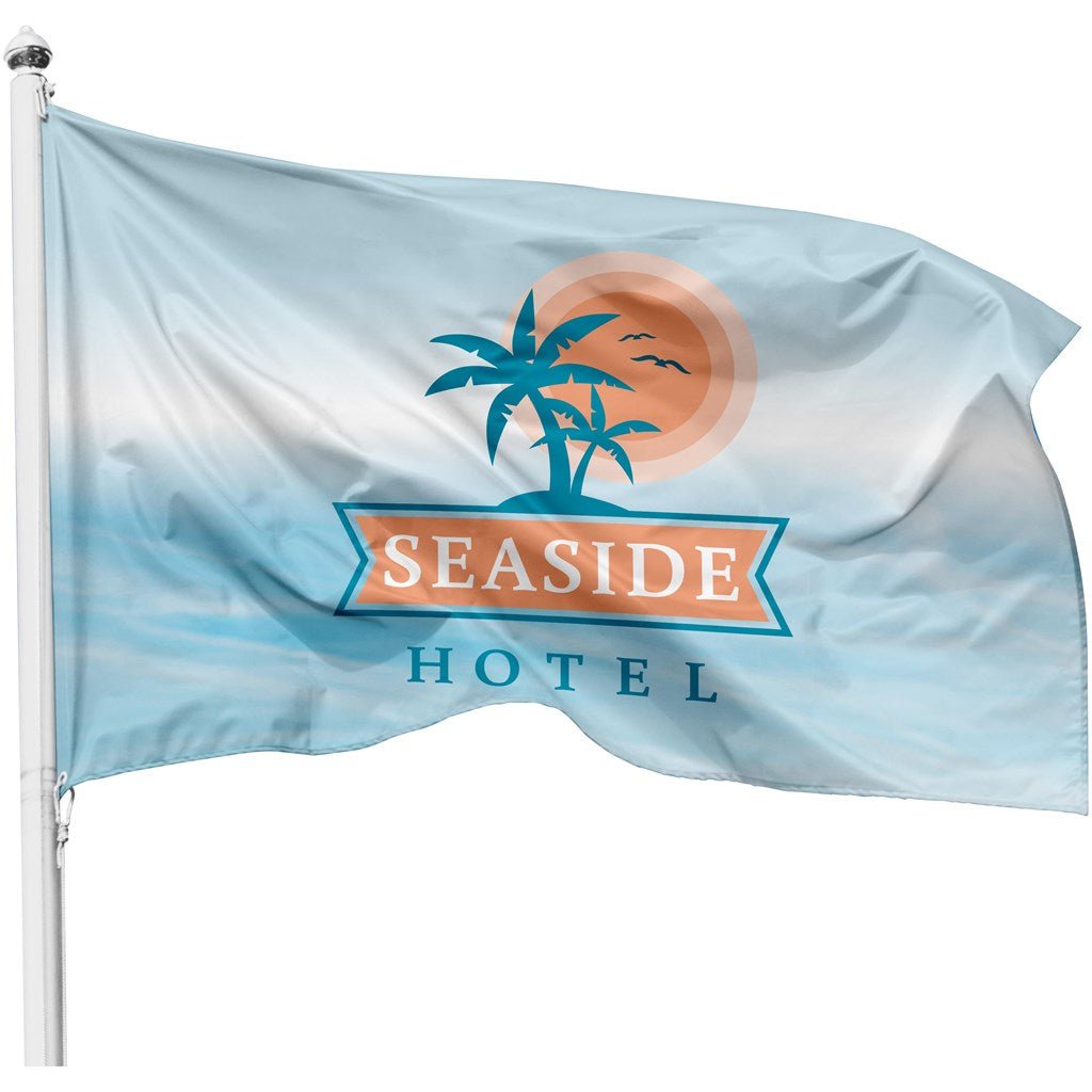 Champion Corporate Pole Flag 900mm x 600mm for Business - Brand your company Logo! Get a quote - Promo Lingo