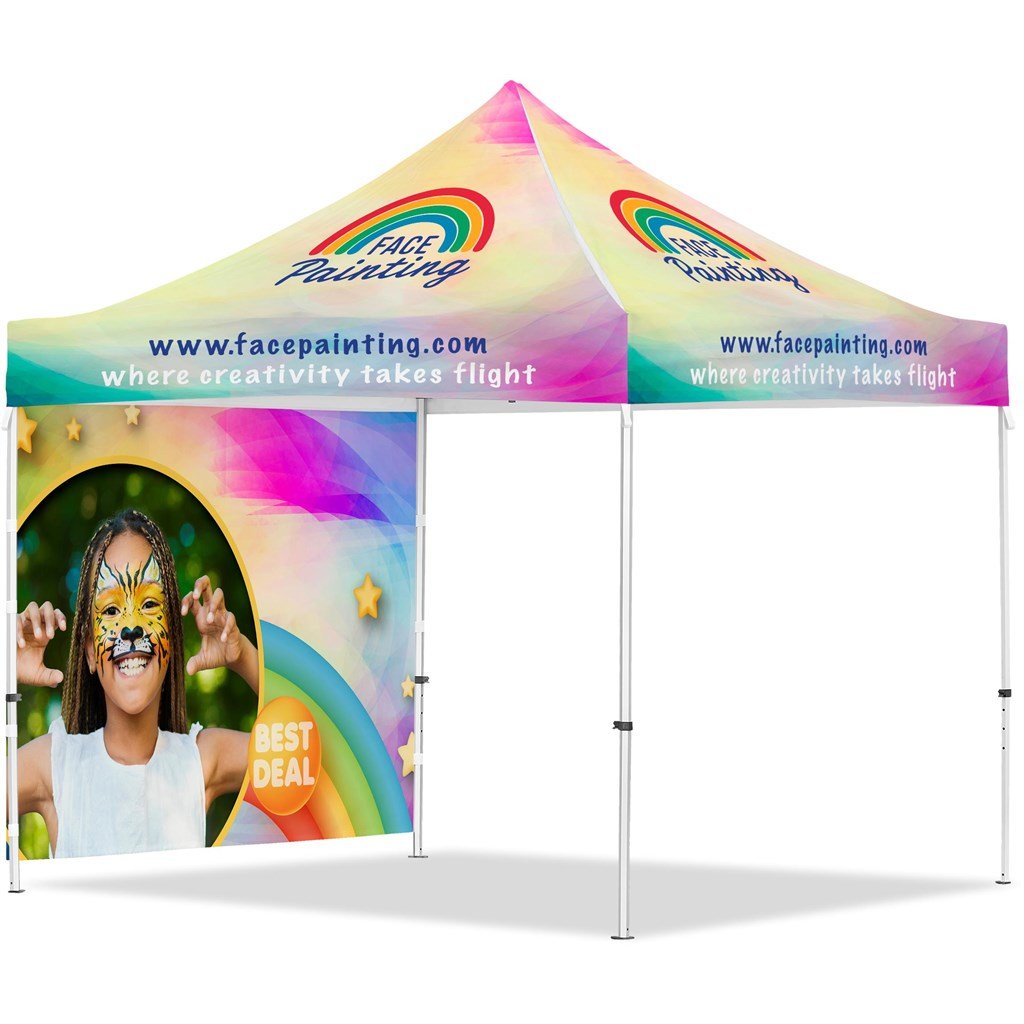 Coated Steel Sublimated Gazebo 3m x 3m - 1 Full - Wall Skin - Brand your company Logo! Get a quote - Promo Lingo