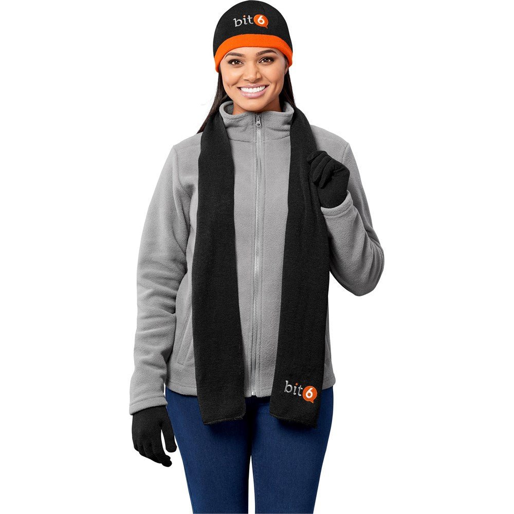 Cozy Solo Winter Warmer Set: Scarf and Beanie Combo - Brand your company Logo! Get a quote - Promo Lingo