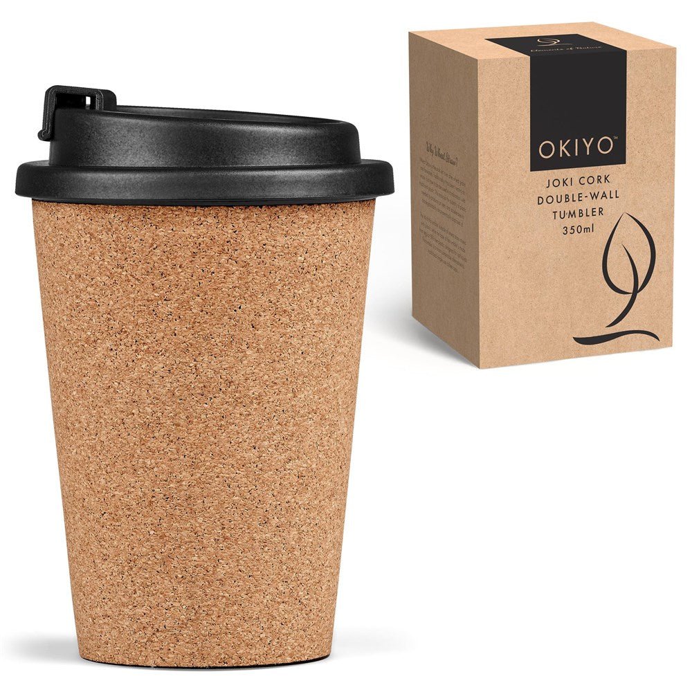 Eco - Friendly Okiyo Joki Cork & Wheat Straw Tumbler – 350ml - Brand your company Logo! Get a quote - Promo Lingo