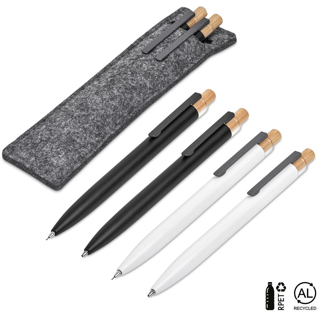 Eco - Friendly Okiyo Mimo Recycled Aluminum Ball Pen & Pencil Set - Brand your company Logo! Get a quote - Promo Lingo