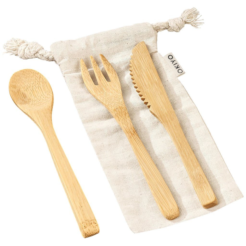 Eco - Friendly Okiyo Nakama Bamboo Cutlery Set for All - Brand your company Logo! Get a quote - Promo Lingo
