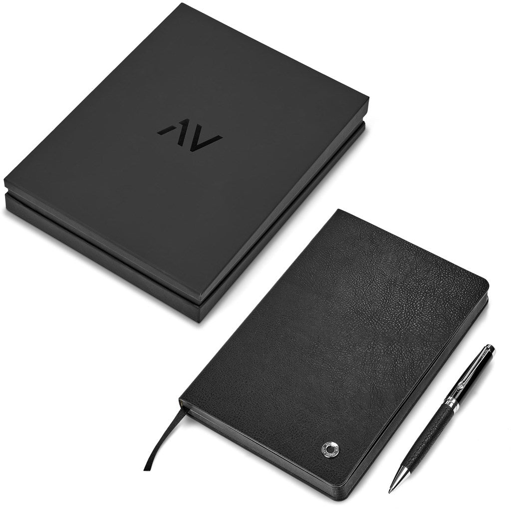 Elegant Alex Varga Corinthia Hard Cover Notebook & Pen Set - Brand your company Logo! Get a quote - Promo Lingo