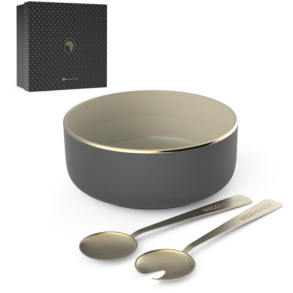Elegant Andy Cartwright Afrique Dusk Salad Bowl & Servers Set - Brand your company Logo! Get a quote - Promo Lingo