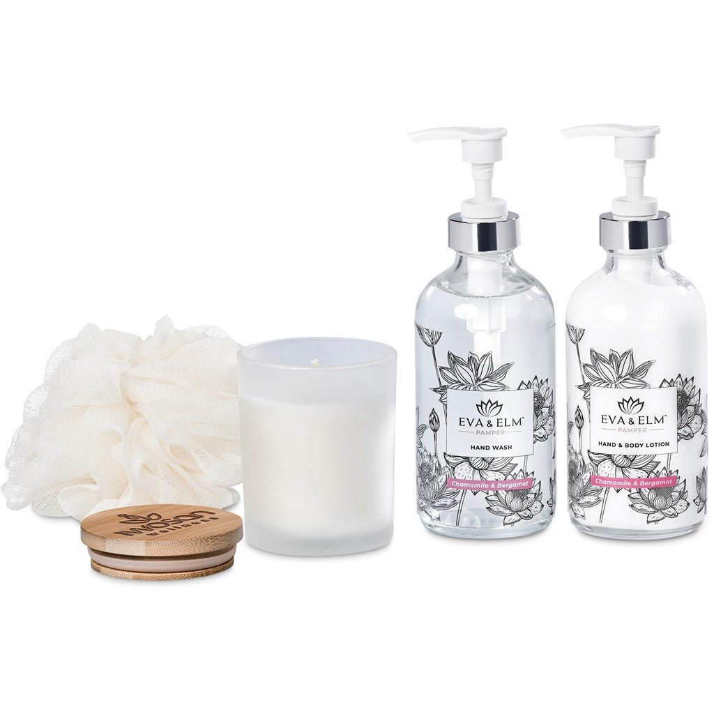 Indulge in Comfort with Eva & Elm Luxury Bliss Bath & Body Gift Set - Brand your company Logo! Get a quote - Promo Lingo