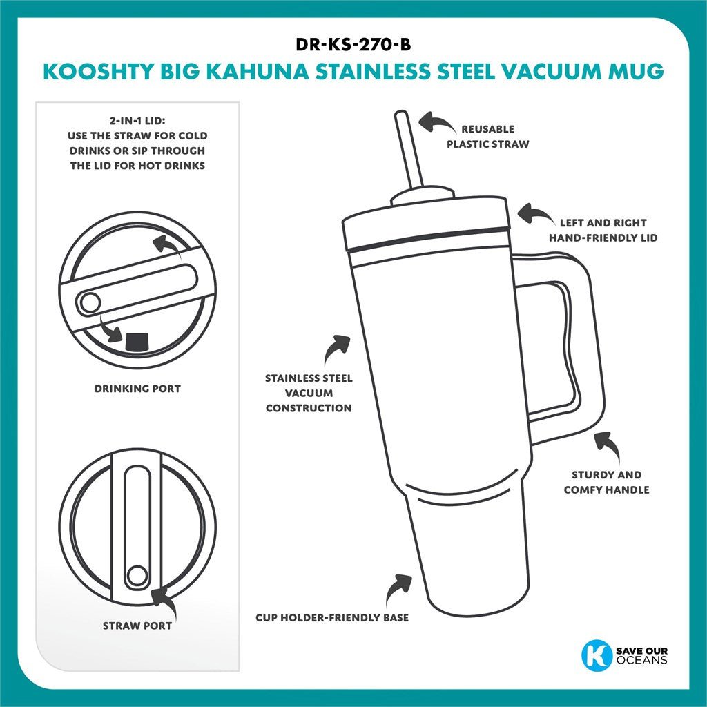 Kooshty Big Kahuna Stainless Steel Vacuum Mug 1.2 Litre - Brand your company Logo! Get a quote - Promo Lingo