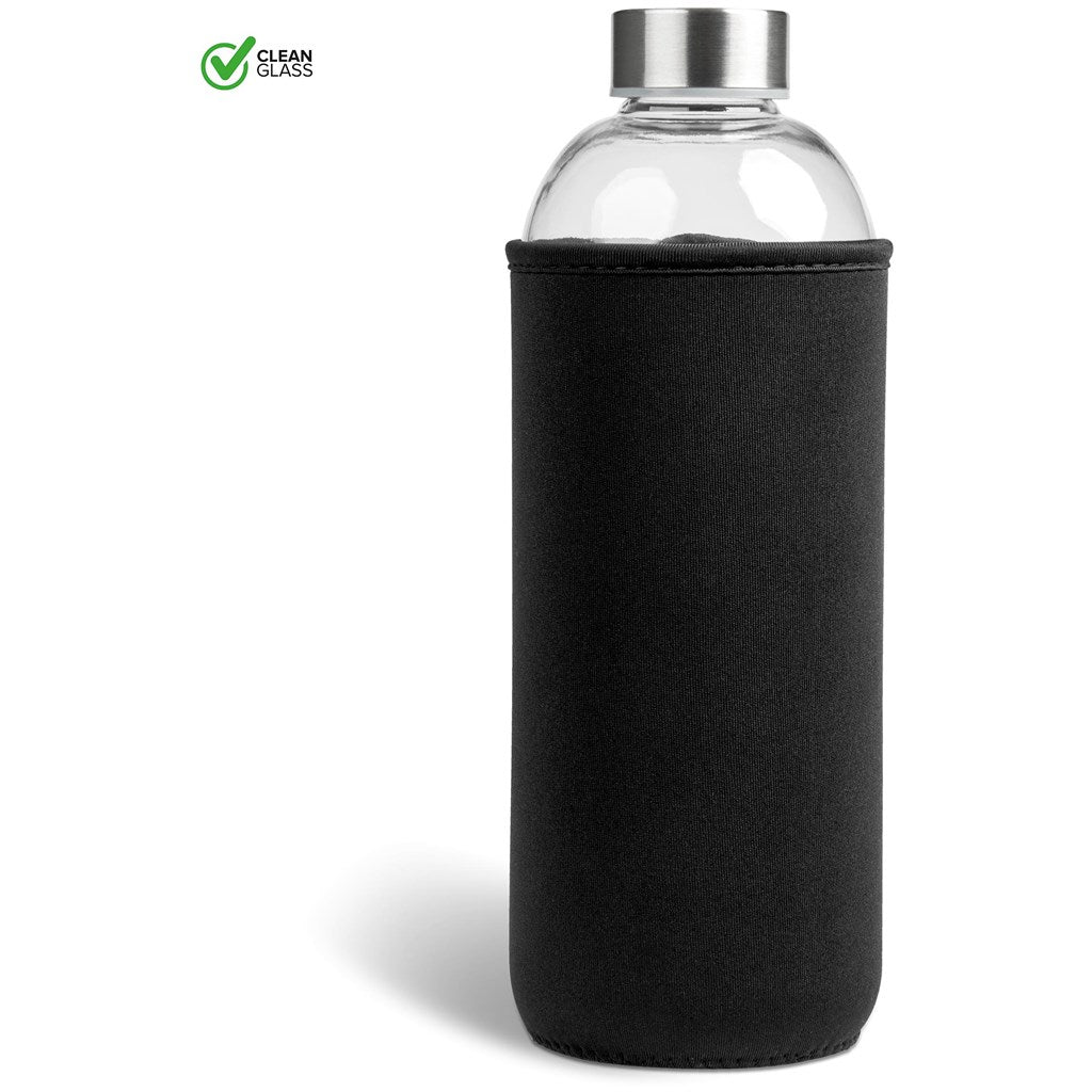 Kooshty Jumbo Glass Water Bottle - 1 Litre with Sleeve - Brand your company Logo! Get a quote - Promo Lingo