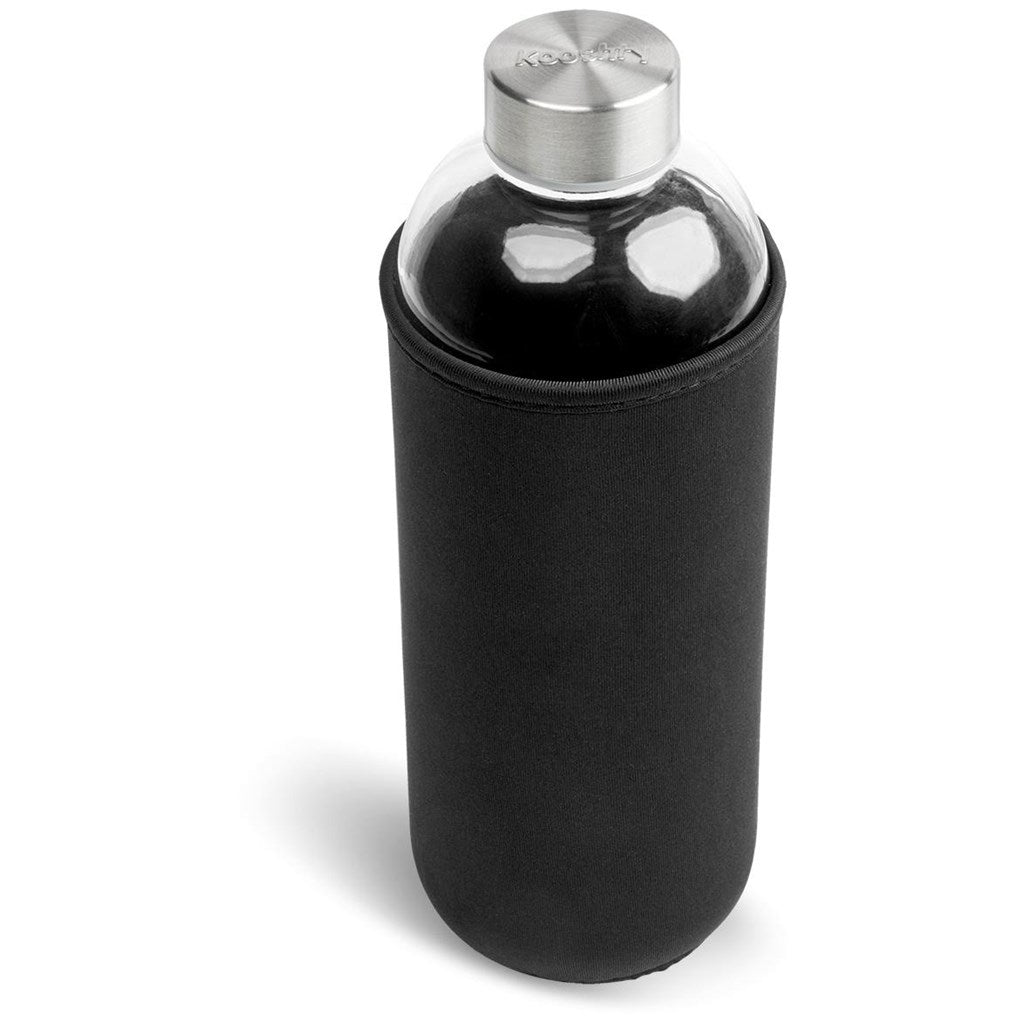Kooshty Jumbo Glass Water Bottle - 1 Litre with Sleeve - Brand your company Logo! Get a quote - Promo Lingo