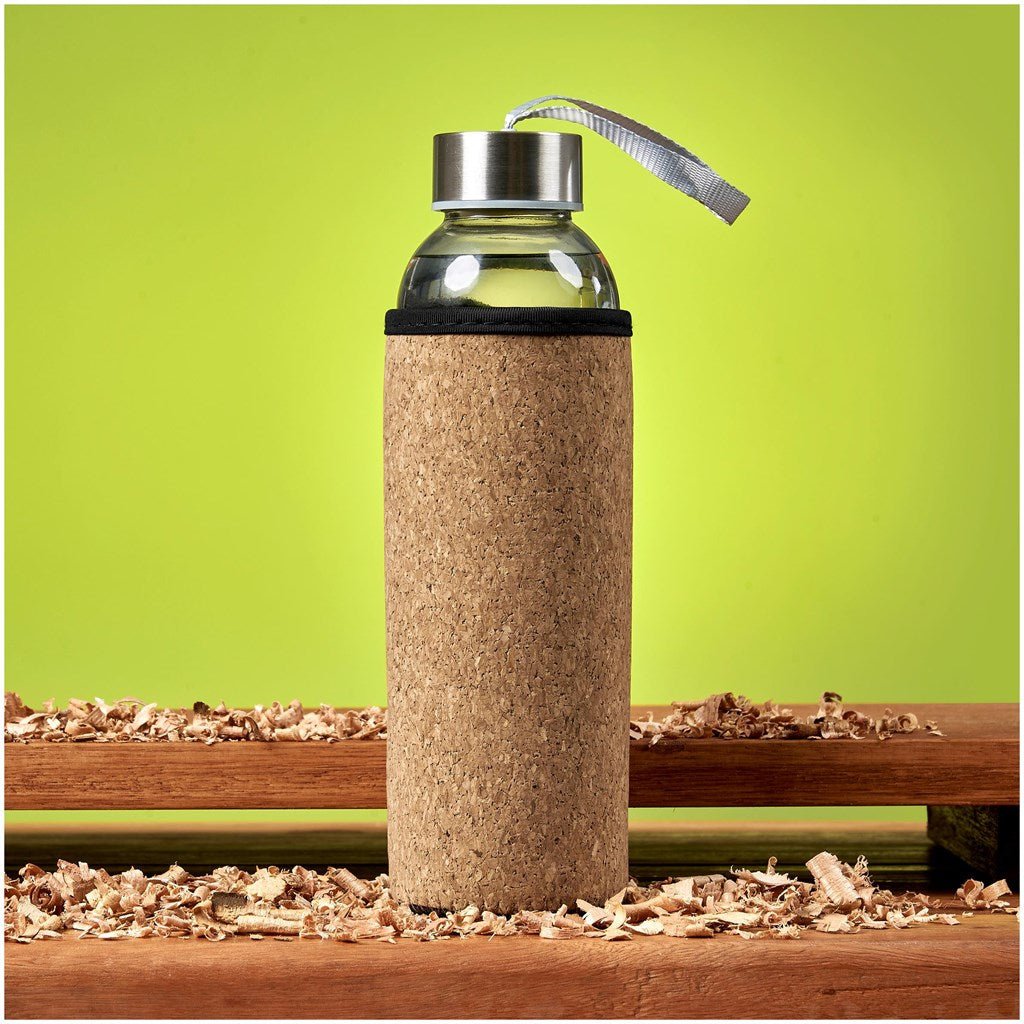 Kooshty Kork Glass Water Bottle - Eco - Friendly 500ml Gift - Brand your company Logo! Get a quote - Promo Lingo