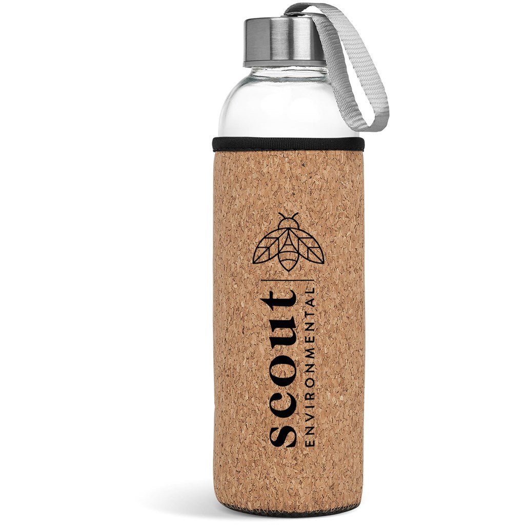 Kooshty Kork Glass Water Bottle - Eco - Friendly 500ml Gift - Brand your company Logo! Get a quote - Promo Lingo