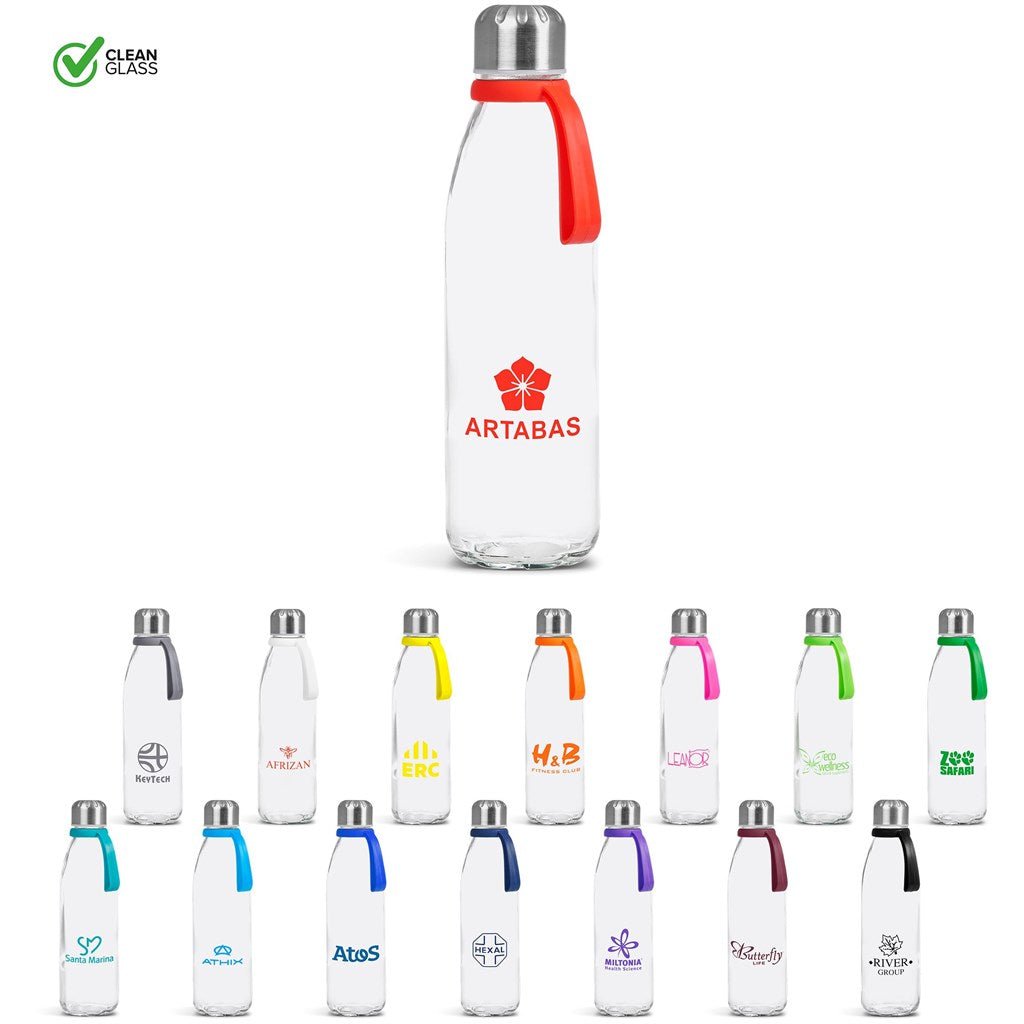 Kooshty Loopy Glass Water Bottle - Eco - Friendly 650ml - Brand your company Logo! Get a quote - Promo Lingo