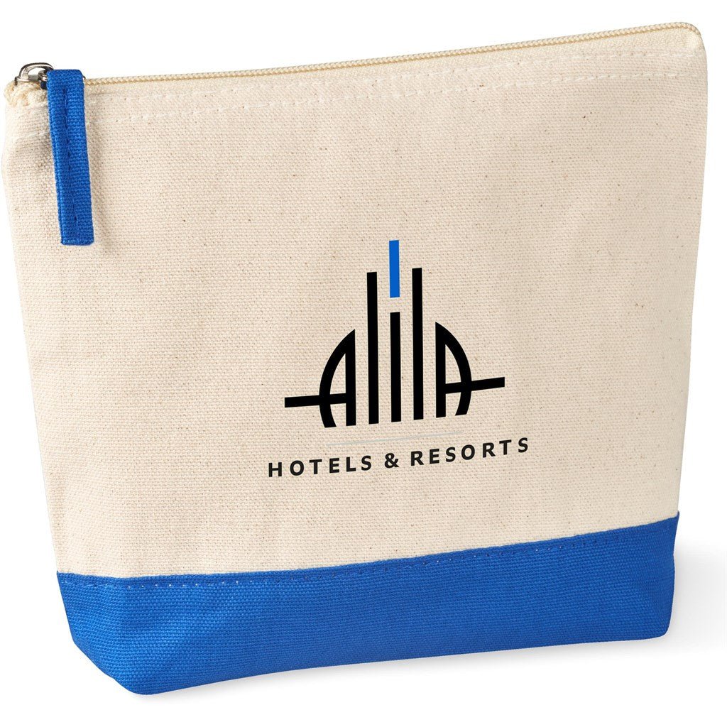 Kooshty Q Cotton Cosmetic Bag - Blue for Travel & Storage - Brand your company Logo! Get a quote - Promo Lingo