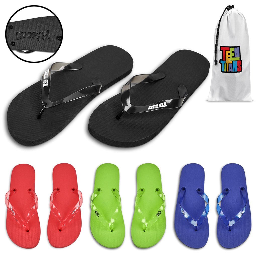 Kooshty Sundance Flip Flops - Medium for Summer Fun - Brand your company Logo! Get a quote - Promo Lingo