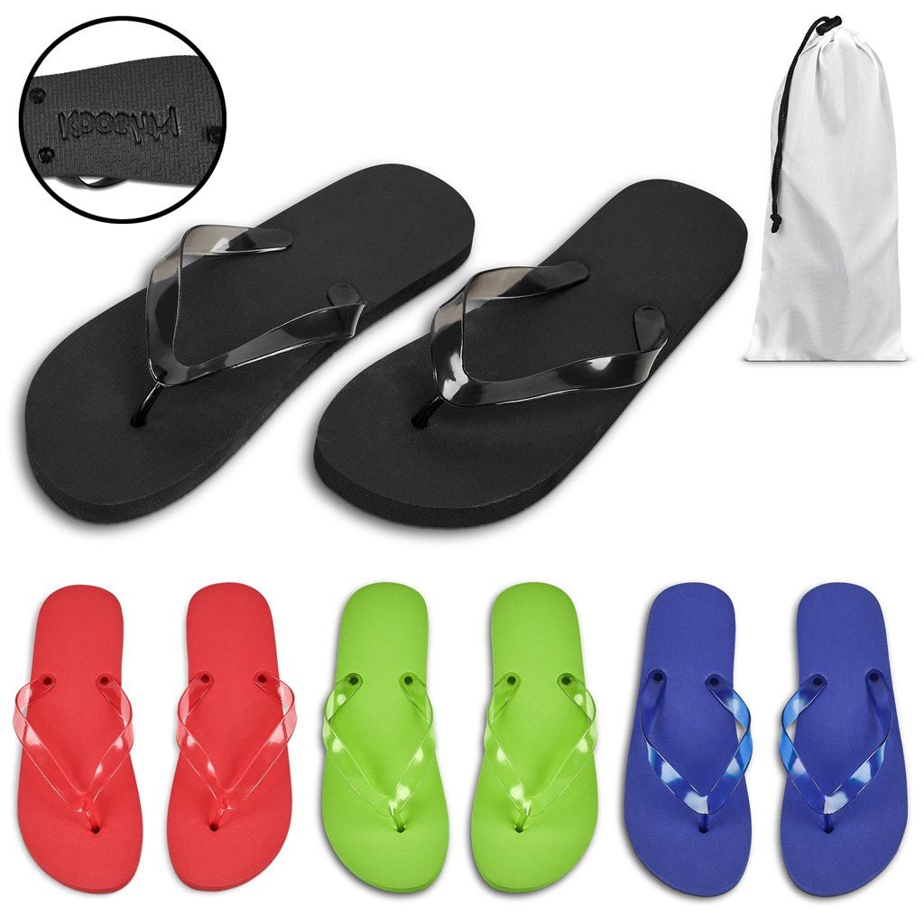 Kooshty Sundance Flip Flops - Medium for Summer Fun - Brand your company Logo! Get a quote - Promo Lingo