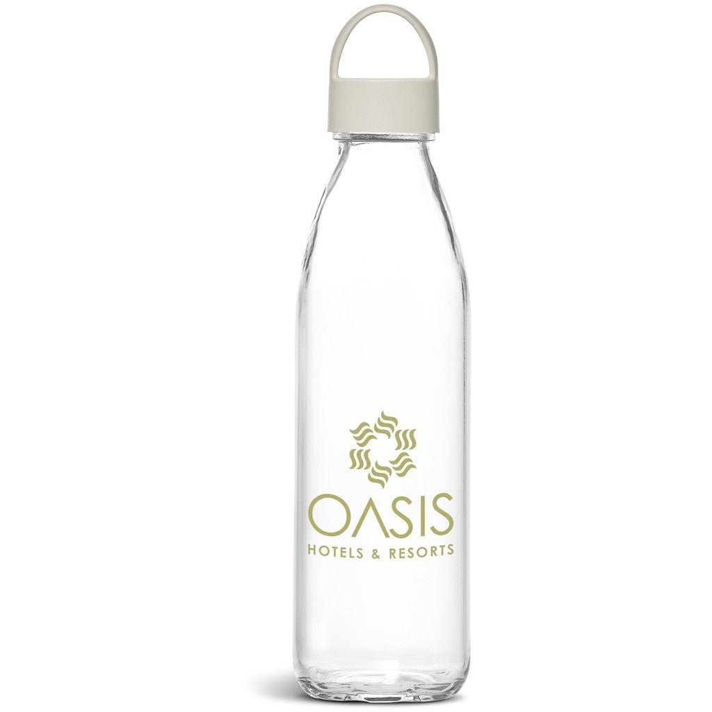 Kooshty Swing Glass Water Bottle - 650ml - Cream Design - Brand your company Logo! Get a quote - Promo Lingo