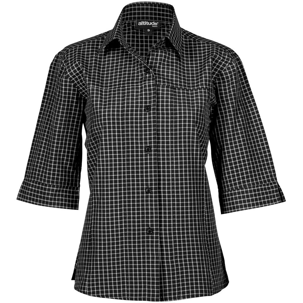 Ladies 3/4 Sleeve Prestige Shirt - Black - Brand your company Logo! Get a quote - Promo Lingo