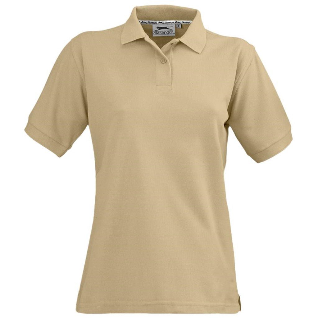 Ladies Crest Golf Shirt - Khaki - Brand your company Logo! Get a quote - Promo Lingo