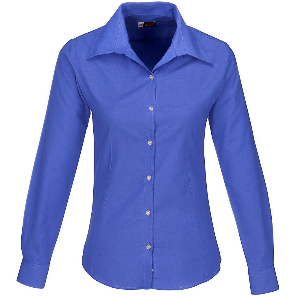 Ladies Long Sleeve Aspen Shirt - New Blue - Brand your company Logo! Get a quote - Promo Lingo