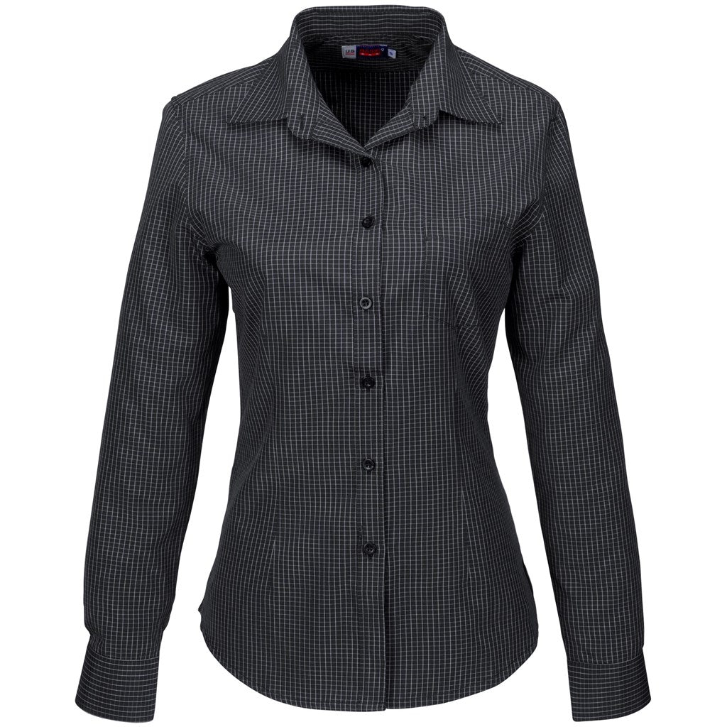 Ladies Long Sleeve Huntington Shirt - Black - Brand your company Logo! Get a quote - Promo Lingo