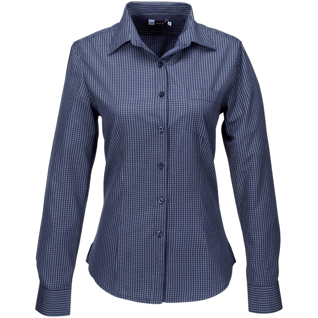 Ladies Long Sleeve Huntington Shirt - Navy - Brand your company Logo! Get a quote - Promo Lingo