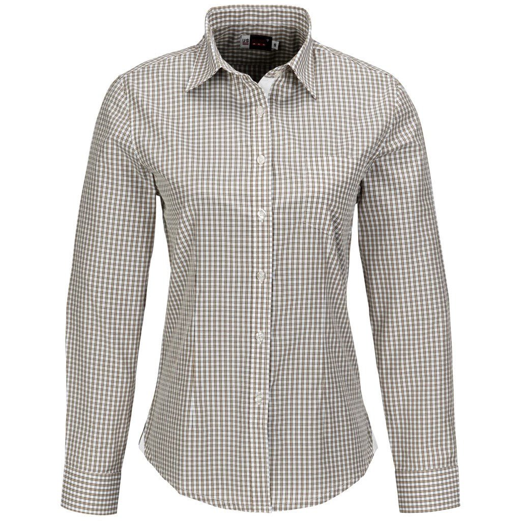 Ladies Long Sleeve Kenton Shirt - Khaki - Brand your company Logo! Get a quote - Promo Lingo