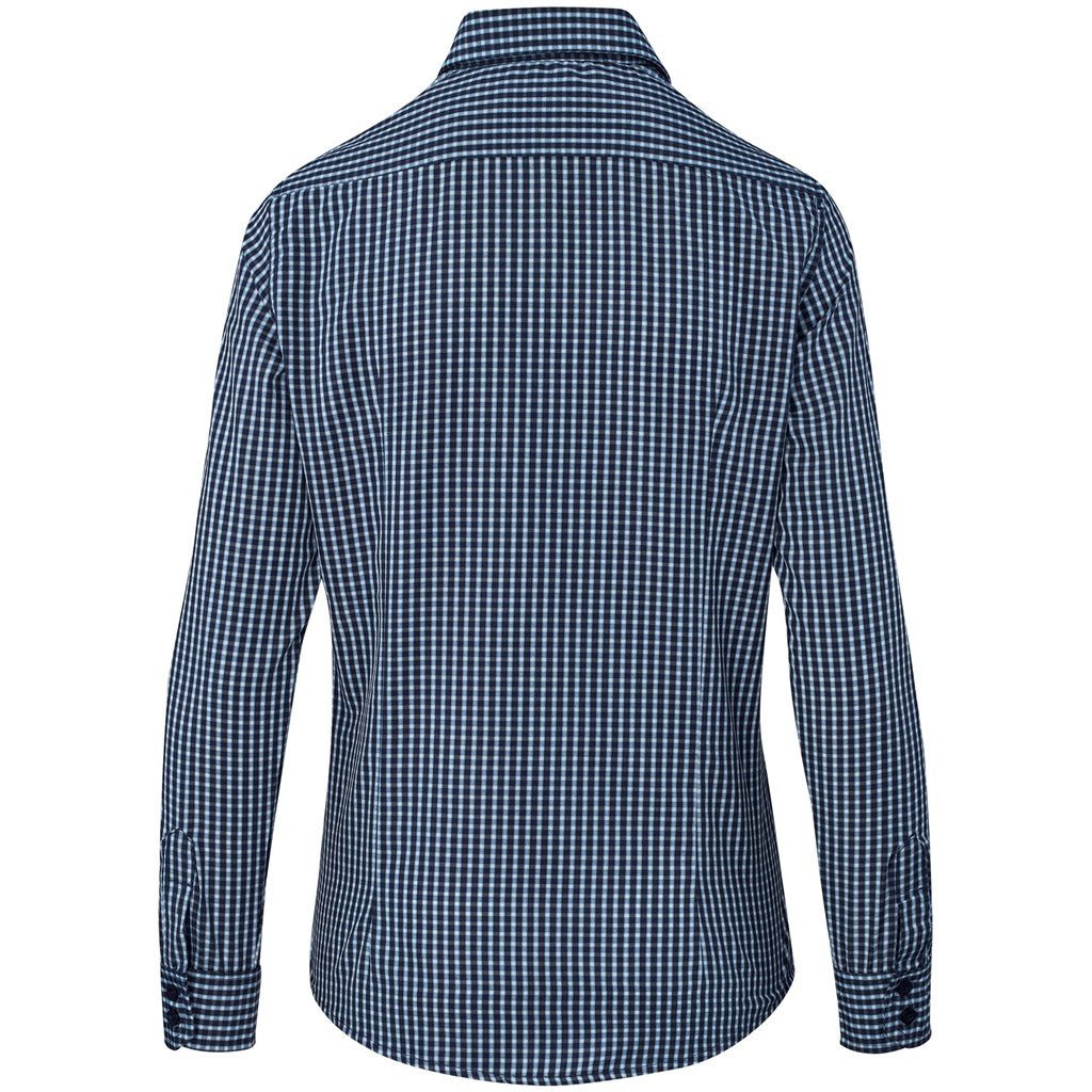 Ladies Long Sleeve Kenton Shirt - Navy - Brand your company Logo! Get a quote - Promo Lingo